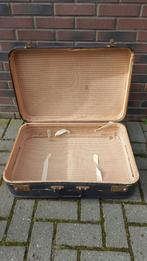 Brocante antieke koffer, blauw leer, hout van binnen. S8, Sieraden, Tassen en Uiterlijk, Koffers, Tweedehands verkoop, Tweedehands verkoop