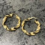 14k gouden wokkels oorbellen italy, Ophalen of Verzenden, Zo goed als nieuw, Goud