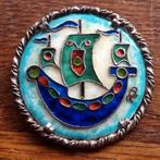 Vintage Art Deco Noorse Viking Broche Email + zilver?, 4 tot 7 cm, Verzenden, Geen, Zo goed als nieuw
