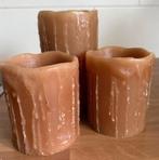 3 LED kaarsen, Huis en Inrichting, Woonaccessoires | Kandelaars en Kaarsen, Kunststof, Bruin, Ophalen of Verzenden, Zo goed als nieuw