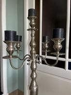 Vintage Metalen Kandelaar, Huis en Inrichting, Woonaccessoires | Kandelaars en Kaarsen, Ophalen, Gebruikt, Grijs, Kandelaar