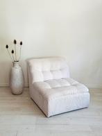 Vintage loungefauteuil – jaren ’70, roomwit ribstof, Huis en Inrichting, Fauteuils, Ophalen, 75 tot 100 cm, Zo goed als nieuw