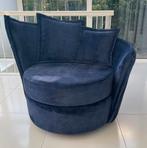 Fluwelen draaifauteuil (stoel) Zitmaxx Marjon donkerblauw, Huis en Inrichting, Fauteuils, Ophalen, Zo goed als nieuw