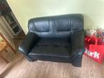 Zwarte leren tweezitsbank, Gebruikt, 150 tot 200 cm, Tweepersoons, Ophalen of Verzenden