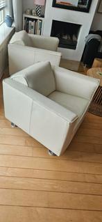Leolux lederen fauteuils, off white, Ophalen
