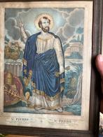 Antieke 19e-eeuwse religieuze prent van Sint Pieter, Antiek en Kunst, Ophalen