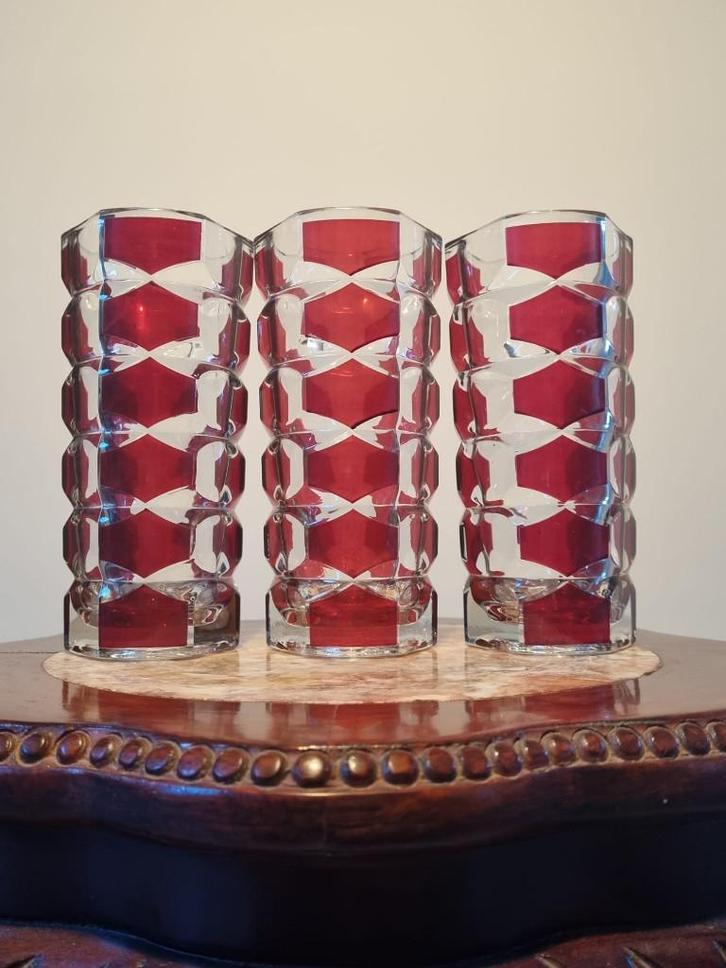 Luminarc rode vazen, Huis en Inrichting, Woonaccessoires | Vazen, Gebruikt, Rood, Minder dan 50 cm, Glas, Ophalen of Verzenden