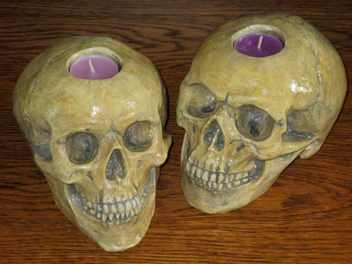 Kandelaar Schedels mens, KLEUR NAAR WENS! Skulls menselijk, Hobby en Vrije tijd, Kostuums, Theaterbenodigdheden en LARP, Nieuw