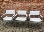 Witte vintage design stoelen, Huis en Inrichting, Stoelen, Drie, Gebruikt, Metaal, Wit