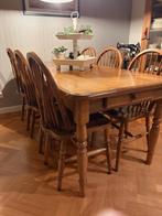 Beuken eethoek, engelse stijl, windsor met 6 stoelen, Huis en Inrichting, Complete eetkamers, Ophalen, Gebruikt, Engels, windsor, bruin geloogd hout