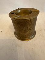 Antieke Bronzen Asbak met Gravures, Antiek en Kunst, Ophalen of Verzenden, Brons
