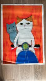 Poster kat op scooter, Ophalen, Rechthoekig Staand, Zo goed als nieuw, A1 t/m A3