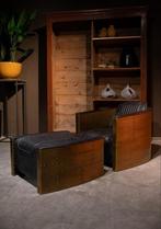 Aviator Fauteuil +Hocker Vintage Stoer Industrieel, Aviator, Gebruikt, Aviator, Ophalen of Verzenden
