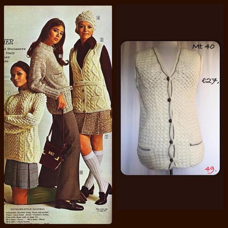 49. Vintage vest mt 40, Kleding | Dames, Truien en Vesten, Gedragen, Maat 38/40 (M), Beige, Verzenden