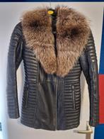 Mona leren jas met bont, Maat 38/40 (M), Monari, Zwart, Ophalen of Verzenden