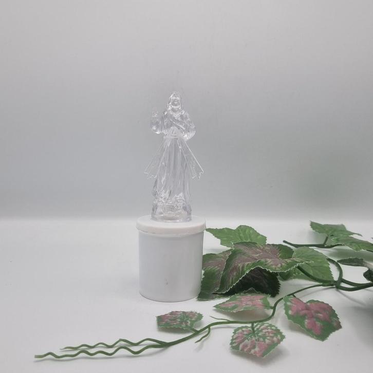 Verlicht Jezusbeeld Acryl - Blauw LED Licht, Antiek en Kunst, Antiek | Religie, Ophalen of Verzenden