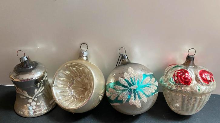 Set Leuke Vintage Kerstballen - Jaren 1960-70s, Diversen, Kerst, Gebruikt, Ophalen of Verzenden