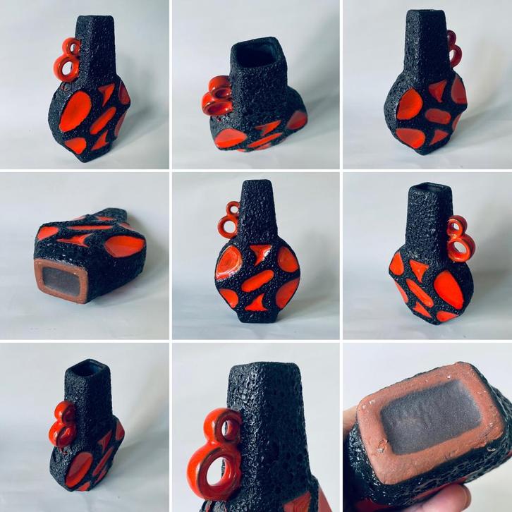 Vintage Fat Lava Banjo vaas 313 Dorethea Roth 1970’s, Antiek en Kunst, Antiek | Keramiek en Aardewerk, Ophalen of Verzenden