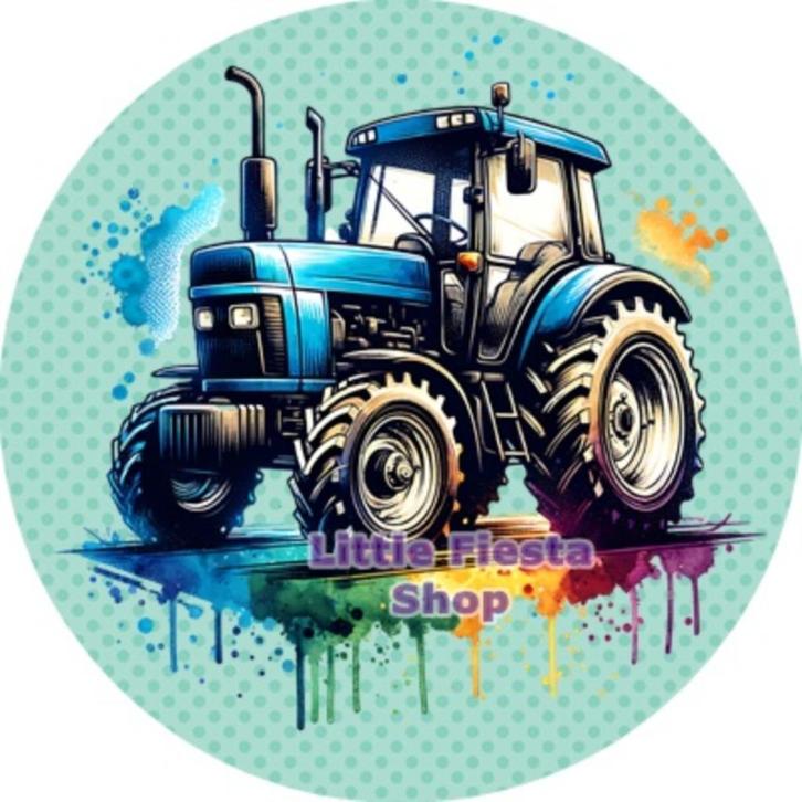 L1159 icing frosting tractor 19cm eetbare taart plaat print, Hobby en Vrije tijd, Taarten en Cupcakes maken, Nieuw, Versiering