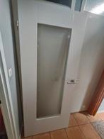 Massieve opdekdeur met glas, Doe-het-zelf en Verbouw, Deuren en Horren, Ophalen, 80 tot 100 cm, Binnendeur, Zo goed als nieuw
