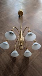Eetkamerlamp - Goudkleurige kroonluchter met 6 lampen, Ophalen, Gebruikt, 50 tot 75 cm, Vintage