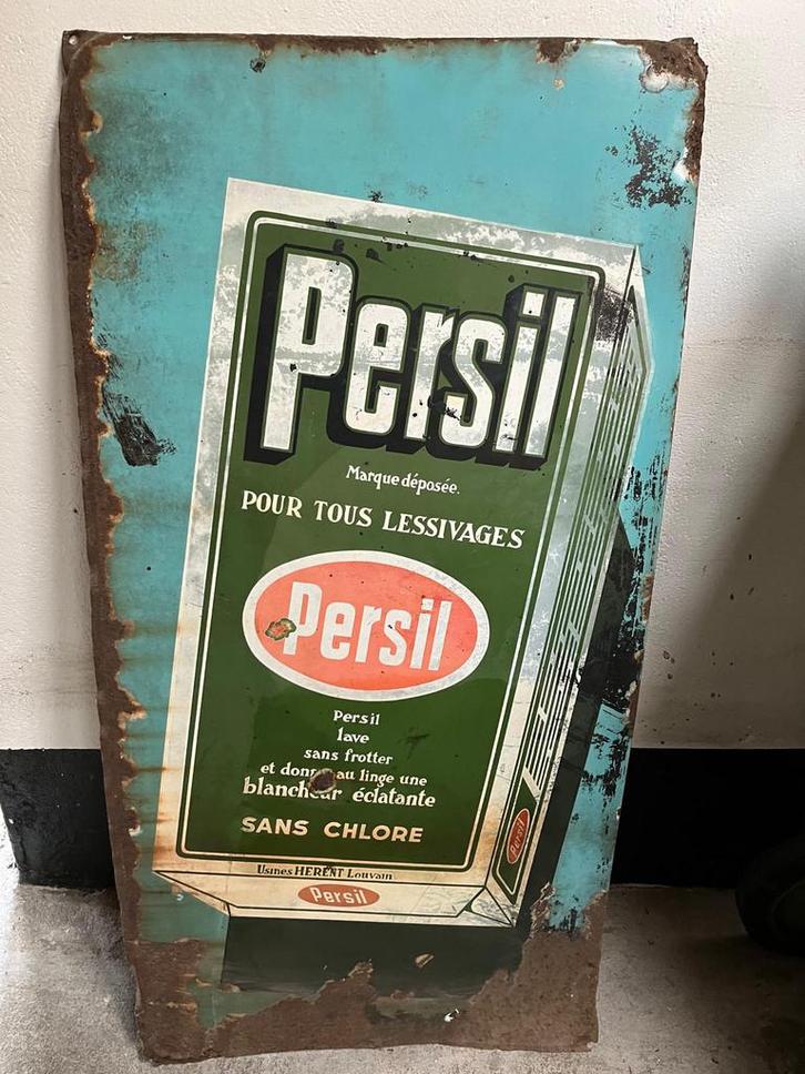 2 emailleborden Persil, Antiek en Kunst, Antiek | Emaille, Ophalen