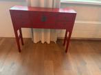 Rood houten chinees kastje sidetable, Ophalen, 50 tot 100 cm, Zo goed als nieuw, Overige houtsoorten