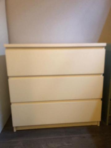Ikea Malm ladenkast ladekast 3 lades WIT 80x78 kast dressoir beschikbaar voor biedingen