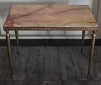 Mid-century messing bijzettafel met marmeren blad, Ophalen of Verzenden