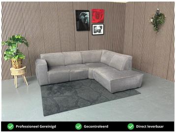 GRATIS LEVERING Velvet Hoekbank Grijs 255x210 SHOWROOMMODEL beschikbaar voor biedingen