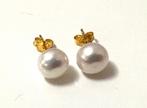 Gouden parel oorknoppen oorstekers oorbellen 14k gold - Mino, Wit, Nieuw, Ophalen of Verzenden, Met edelsteen