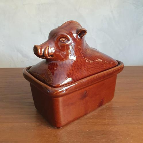 Vintage Pate Terrine met een zwijnenkop, Antiek en Kunst, Antiek | Keramiek en Aardewerk, Ophalen of Verzenden