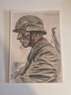 Originele WWII tekening/postkaart - Willrich panzer, Ophalen of Verzenden, Landmacht, Duitsland, Foto of Poster