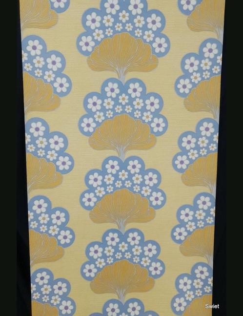 7124 Lekker futuristisch 70s vintage behang retro swiet, Huis en Inrichting, Stoffering | Behang, Wit, Geel, minder dan 10 m²