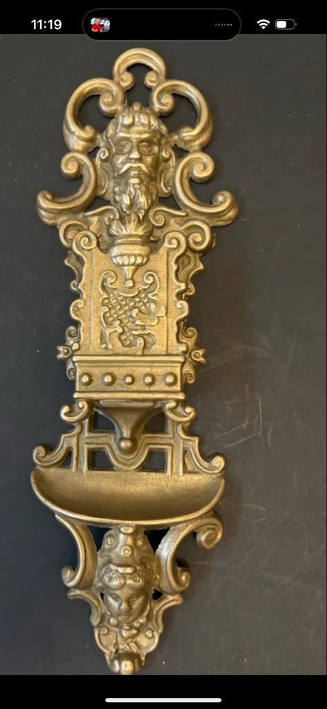 Antieke Brons Wanddecoratie / luciferhouder, Antiek en Kunst, Antiek | Koper en Brons, Brons, Ophalen of Verzenden