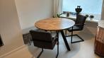 Ronde Eettafel Hout met metalen zwarte poten 120cm, Huis en Inrichting, Tafels | Eettafels, Ophalen, Gebruikt, 100 tot 150 cm