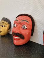 Set van 3 Authentieke Balinese Houten Maskers – Handgemaakt, Antiek en Kunst, Ophalen of Verzenden