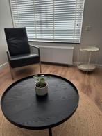 Leren stoel ! Zwart donkergrijs, Huis en Inrichting, Stoelen, Ophalen, Bruin, Zo goed als nieuw, Metaal