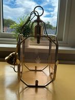 Antieke Hanglantaarn / Tafellamp Messing & Glas Sterpatroon, Ophalen of Verzenden
