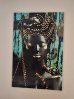 Glasschilderij Afrikaanse Vrouw 120x80, Huis en Inrichting, Ophalen, Zo goed als nieuw, Schilderij, 75 tot 100 cm