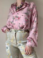 Lange vintage bloemen blouse, L/XL. Romantisch boho 90s, Verzenden, Maat 42/44 (L), Vintage, Roze