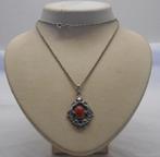 Zilveren ketting met Art Nouveau hanger nr.1779, Sieraden, Tassen en Uiterlijk, Antieke sieraden, Verzenden, Zilver, Ketting