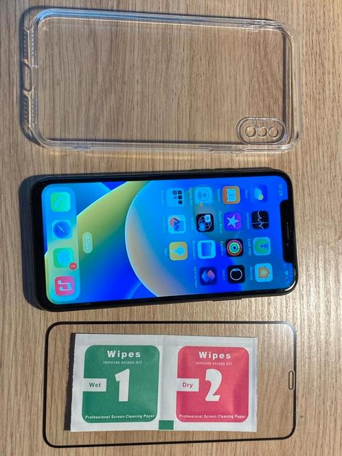 Iphone xs (64gb) - zwart - ZGAN - met hoes & screenprotector, Telecommunicatie, Mobiele telefoons | Hoesjes en Frontjes | Apple iPhone