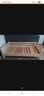 Houten bed 90x200 cm met lattenbodem, Ophalen, 90 cm, Eenpersoons, Beige