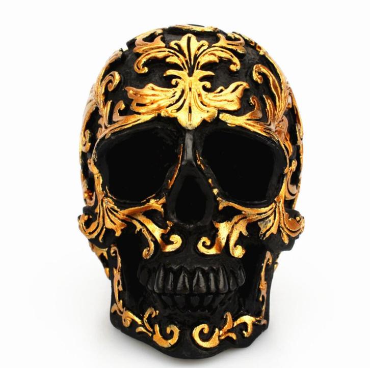 Zwart Gouden Schedel / Menselijk Model Decor Skull, Verzamelen, Beelden en Beeldjes, Nieuw, Verzenden