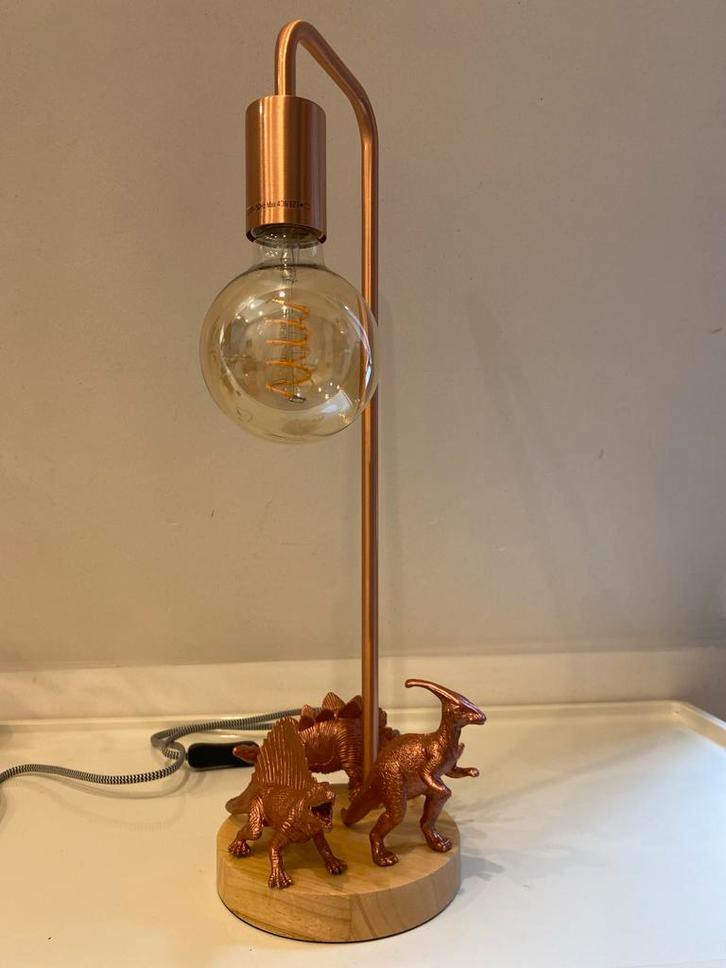 Unieke Dino Lamp - Handgemaakt!, Huis en Inrichting, Lampen | Tafellampen, Zo goed als nieuw, Hout, Ophalen of Verzenden