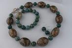 Dzi-agaat ketting/oorhanger/armbandje-set, Verzenden, Nieuw, Steen of Mineraal, Met edelsteen