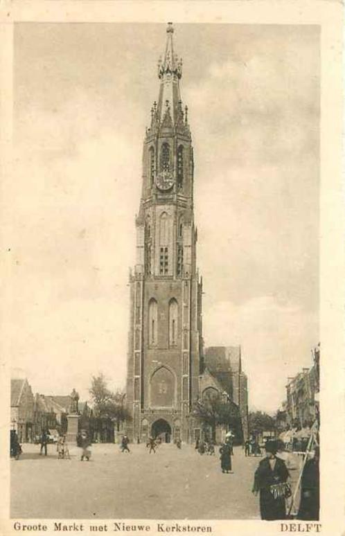 (301-072-027) Delft Groote Markt met Nieuwe Kerkstoren, Verzamelen, Ansichtkaarten | Nederland, Zuid-Holland, Verzenden