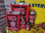 Set oude oliekannen marvel mystery oil antiek zeldzaam, Ophalen, Gebruikt
