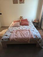 Tweepersoonsbed met lattenbodem en matras, Huis en Inrichting, Ophalen, Wit, Tweepersoons, 140 cm